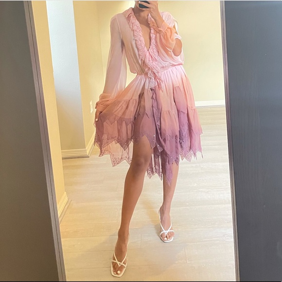 ‼️SALE‼️ Blumarine Pink Ombre Mauve Long Sleeve Fairy Dress - Picture 4 of 8